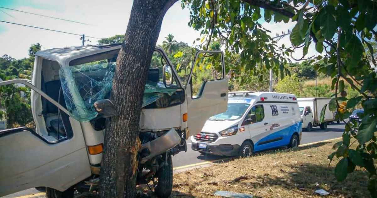 Un camión chocó contra un poste