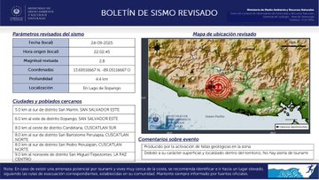 Un sismo de 2.8 se registró en el Lago de Ilopango