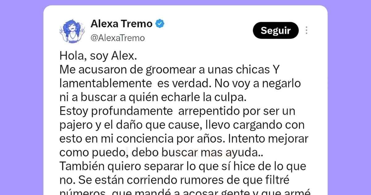 Ilustrador argentino Alexa Tremo admite acusaciones de grooming y anuncia que dejará las redes sociales