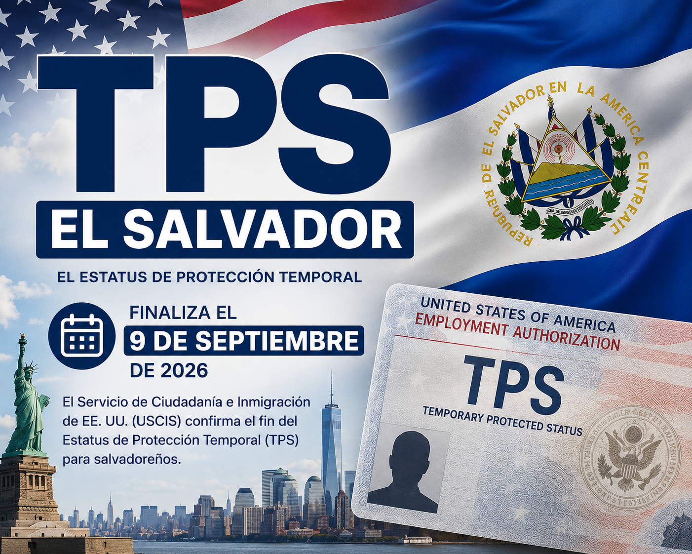 TPS para salvadoreños en EE. UU. finalizará el 9 de septiembre de 2026